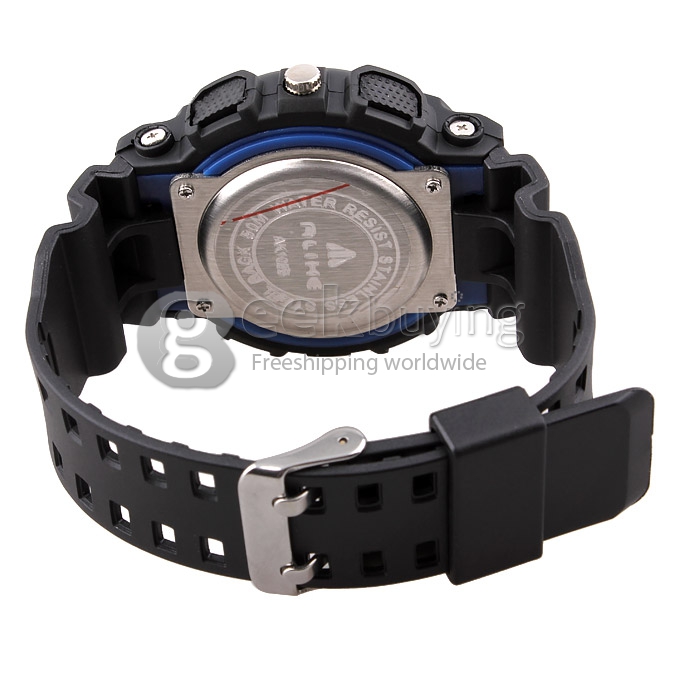 ALIKE AK1055 Unisex Plastic 50 Meters Waterproof Sport Utility Watch - Black