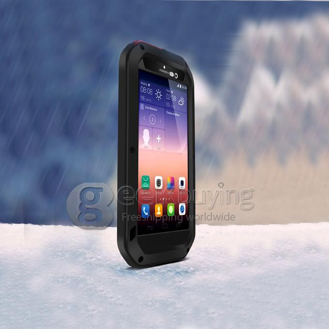 Love Mei Shock/Water Proof Heavy Duty Rugged Aluminum Metal Cover Case For Huawei P7 - Black