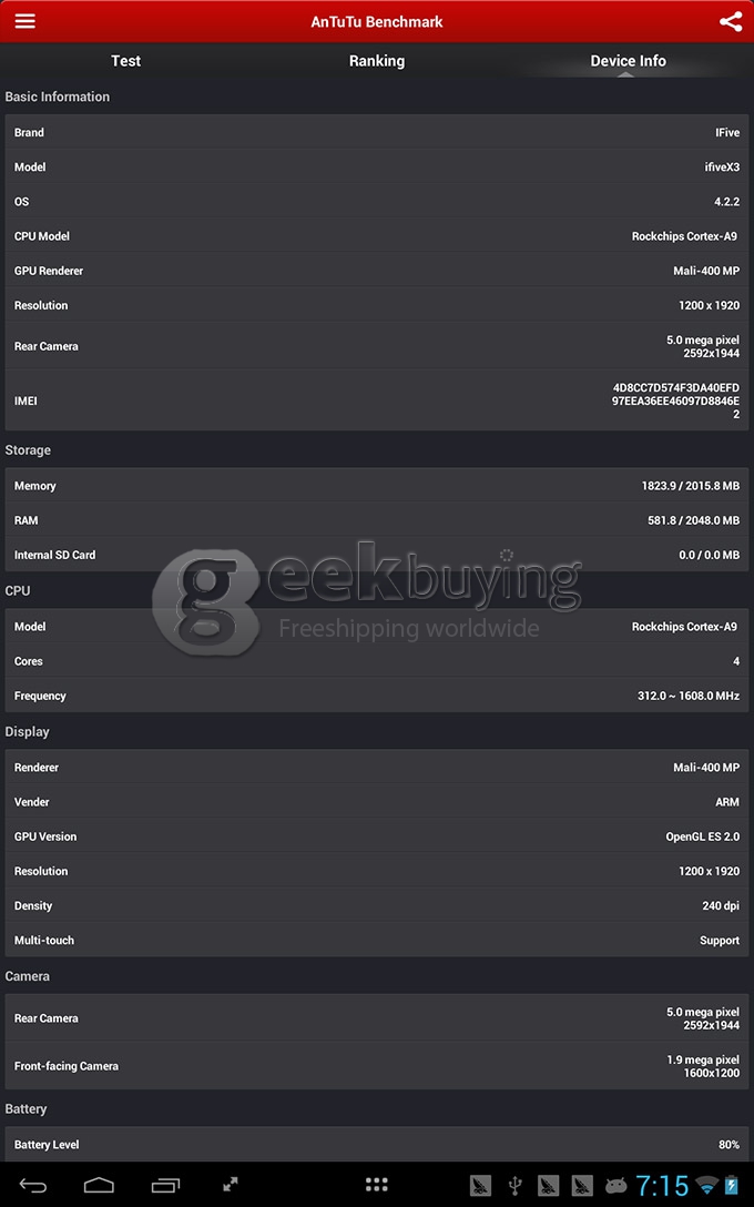 FNF iFive X3 RK3188 Quad Core 10.1 Inch Android 4.2 OS Tablet PC 2GB RAM 16GB ROM IPS Capacitive Touch Screen 1920*1200- Blue