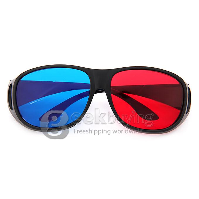 CAC66 Hydroscope-Shaped Anaglyph Circularly 3 Dimensional 3D Glasses with Half Red Half Blue Lens for 3D Games DVD Movie