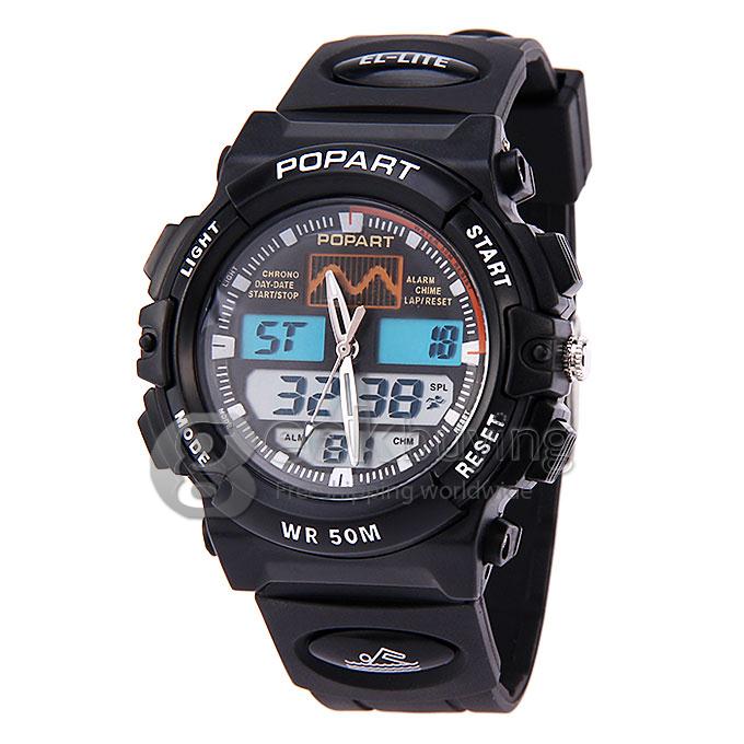 ALIKE A95 Waterproof Analog-digital Quartz Sport Wristwatch Timepiece with High-quality PU Band for Men - Black