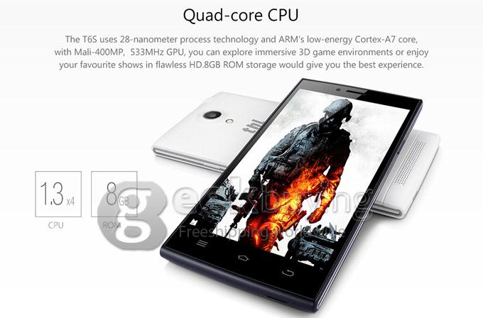 THL T6S FWVGA MTK6582M Quad Core 1.3GHz Smartphone 5.0 Inch 1G RAM 8.0MP Android 4.4.2 OS 3G GPS - White