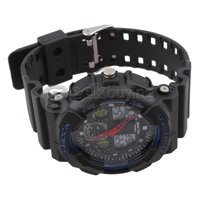 ALIKE AK1055 Unisex Plastic 50 Meters Waterproof Sport Utility Watch - Black