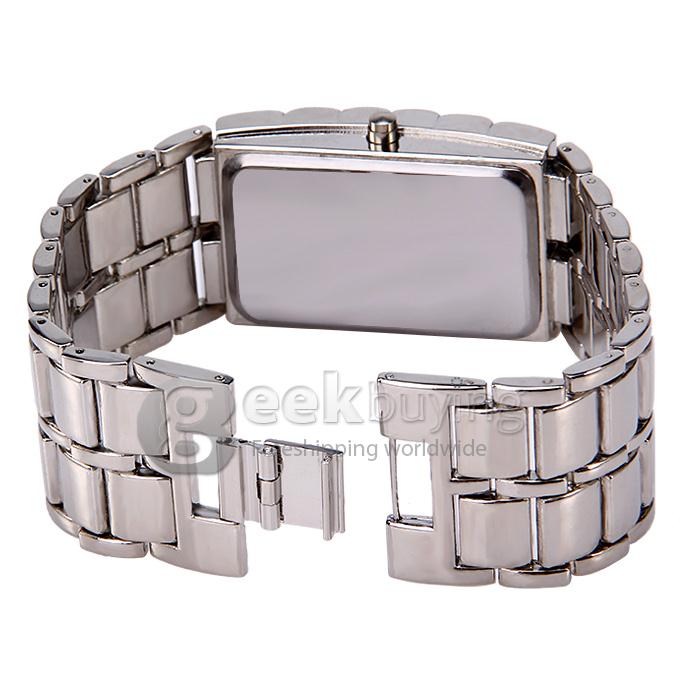 Unisex Colourful LED Display Lava Style Steel Band Wrist Watch for Men/Women - Silver