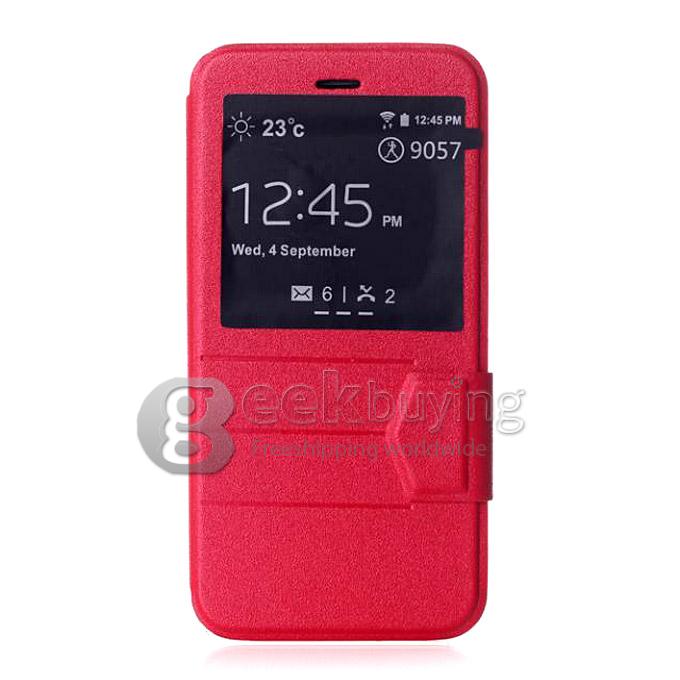 New View Style Leather Protective Case Cover With Holder for iPhone6 - Red