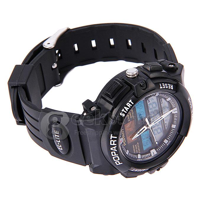 ALIKE A95 Waterproof Analog-digital Quartz Sport Wristwatch Timepiece with High-quality PU Band for Men - Black