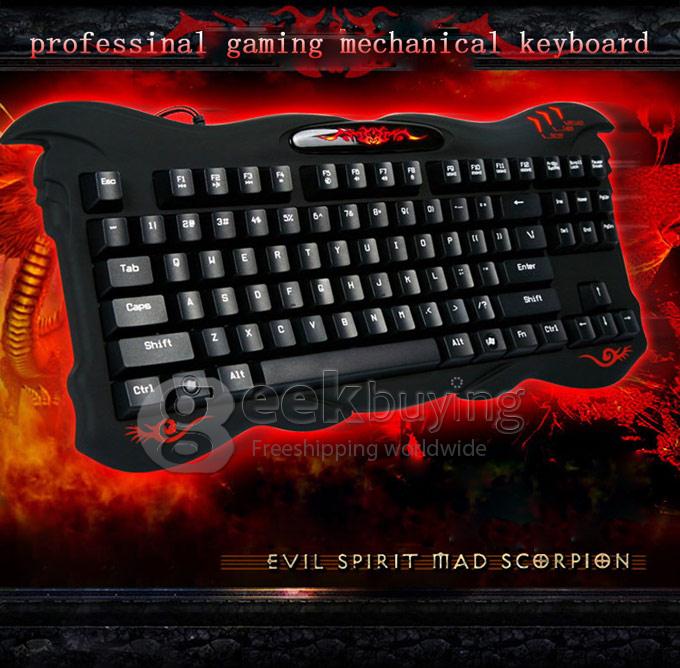AULA Evil Spirit Mad Scorpion Dual-drive Professional Mechanical USB Wired Keyboard with 87 Keys - Black