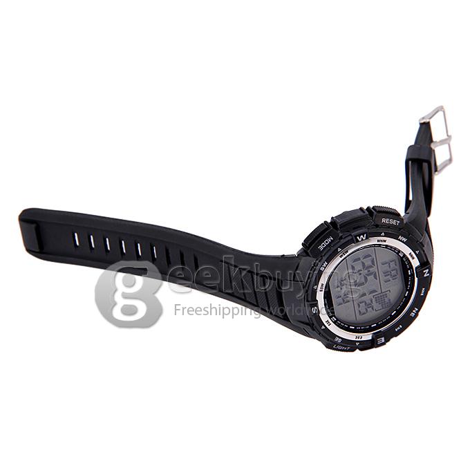 SHORS 796 Unisex Multi-function LED Digital Sport Wrist Watch with Silicone Strap - Black