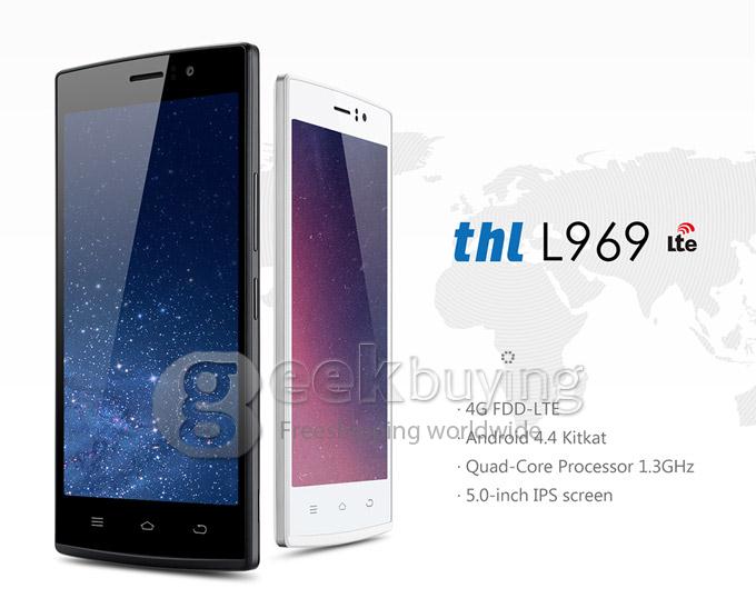 THL L969 MTK6582+6290 Dual Platform 1.3GHz 5Inch Android 4.4 Smartphone 1GB RAM 8GB ROM FDD-LTE 4G IPS FWVGA Screen 5.0MP - Black
