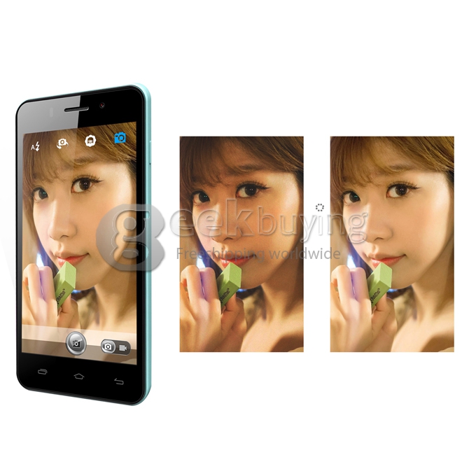 Doogee DG800 MTK6582 Quad Core 1.3GHz 4.5 Inch Android 4.4 OS Smartphone 1GB RAM 8GB ROM IPS QHD Screen 13.0MP 3G GPS OTG OTA Back Touch - Blue