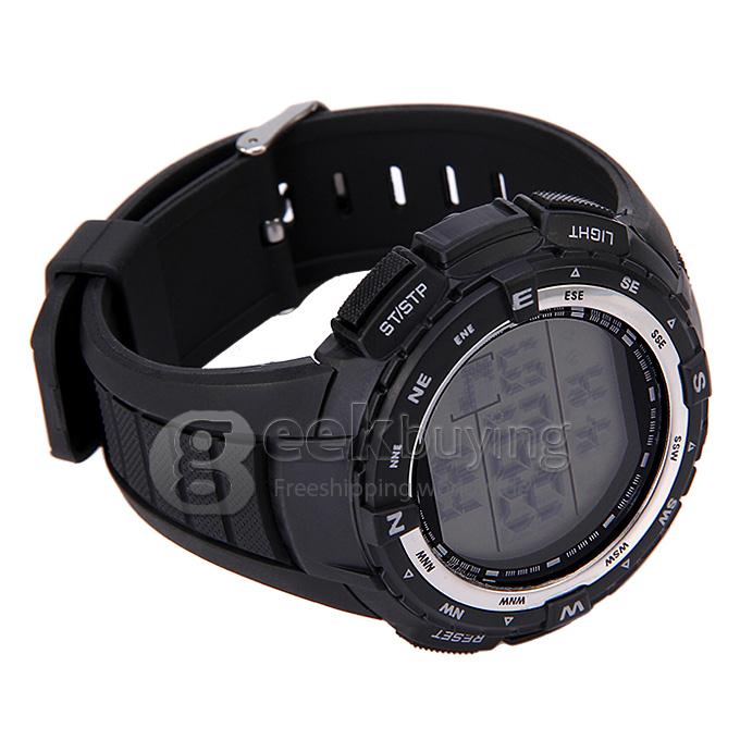 SHORS 796 Unisex Multi-function LED Digital Sport Wrist Watch with Silicone Strap - Black