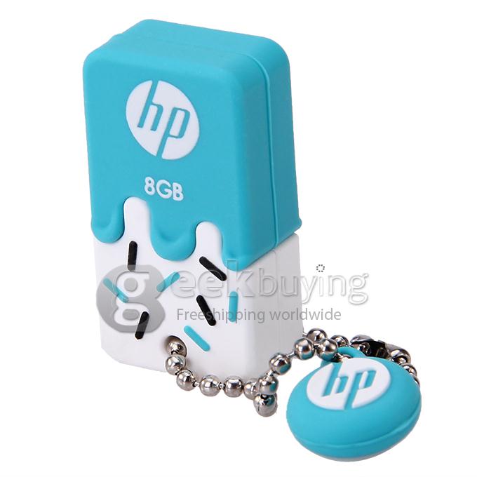 HP V178 8GB Ice Cream Shape USB 2.0 High Speed Flash Drive U Disk Memory Stick USB Drive with Keychain - Green