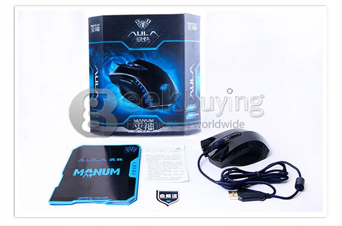 AULA MANUM Wired USB 2000 DPI 7D Gaming Mouse with 7 Colors Breath Light