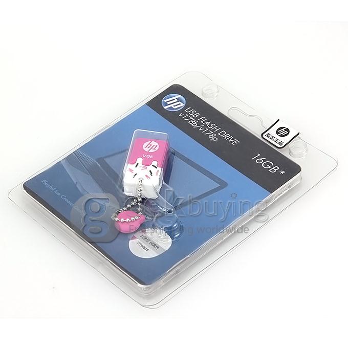 HP V178 16GB Ice Cream Shape USB 2.0 High Speed Flash Drive U Disk Memory Stick USB Drive with Keychain - Pink