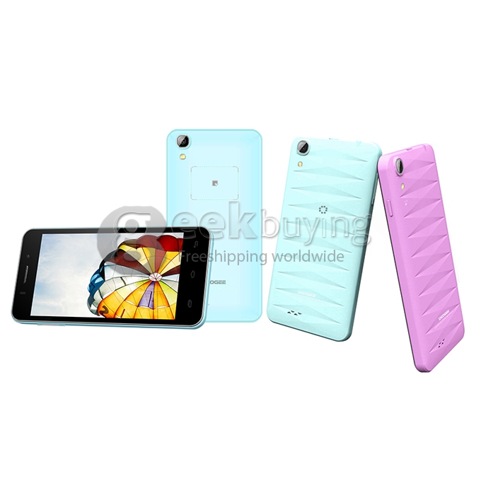Doogee DG800 MTK6582 Quad Core 1.3GHz 4.5 Inch Android 4.4 OS Smartphone 1GB RAM 8GB ROM IPS QHD Screen 13.0MP 3G GPS OTG OTA Back Touch - Blue
