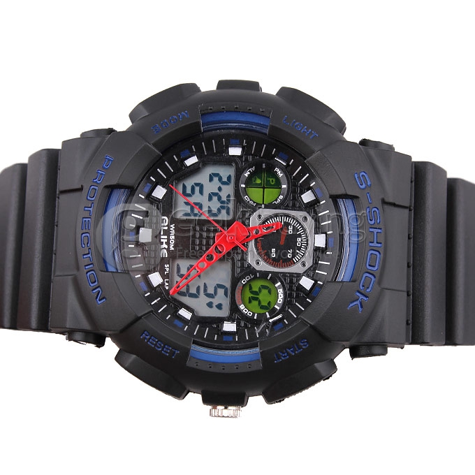 ALIKE AK1055 Unisex Plastic 50 Meters Waterproof Sport Utility Watch - Black