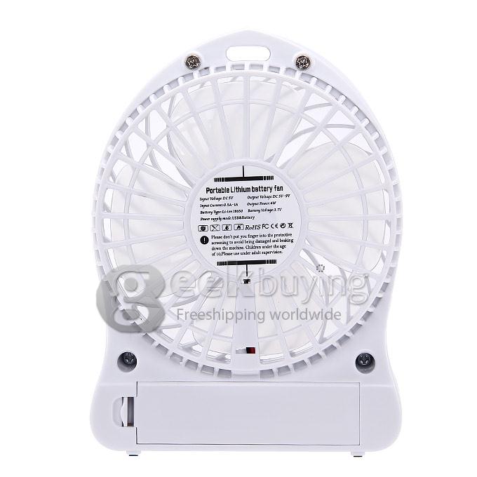 Super Big Wind Portable 3 Gears USB / Batery Fan with 2200mAh 16850 Lithium Battery Working Time 7.5 Hours - White