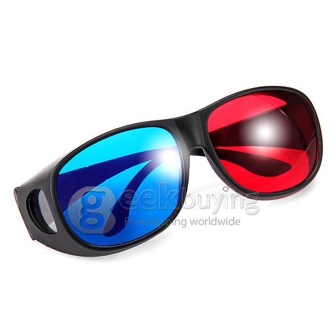 CAC66 Hydroscope-Shaped Anaglyph Circularly 3 Dimensional 3D Glasses with Half Red Half Blue Lens for 3D Games DVD Movie