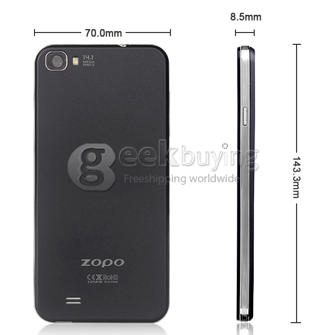 ZOPO ZP980+ MTK6592 Octa Core 1.7GHz 5.0 Inch Android 4.2 OS Smartphone 2GB RAM 16GB ROM 14.0MP 3G/GPS/OTG/Gyroscope Black