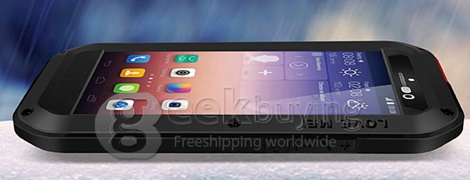Love Mei Shock/Water Proof Heavy Duty Rugged Aluminum Metal Cover Case For Huawei P7 - Black