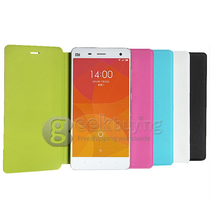 Original Xiaomi Mi4 Leather Case Ultra Thin and High Quality Cover Function For Xiaomi Mi 4 -Green