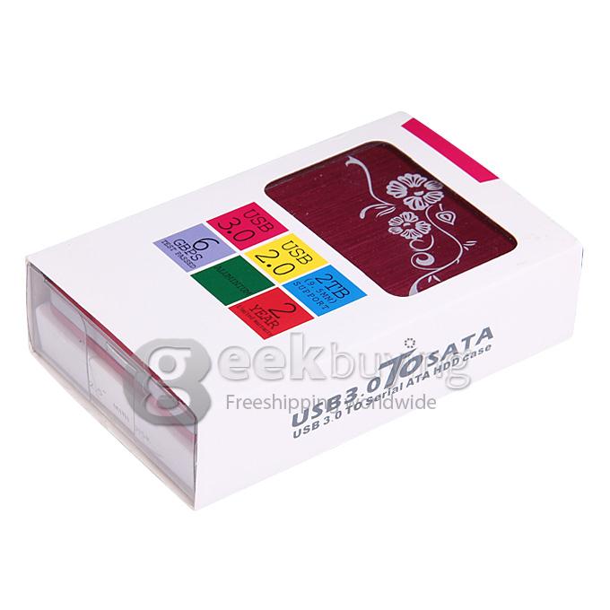 USB 3.0 to SATA 2.5'' External Case USB 3.0 to Serial ATA HDD Case Support 2TB with 6GBPS Test Passed - Red