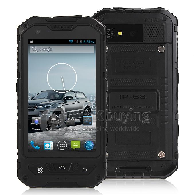A8 MTK6572W Dual Core 1.2Gzh Smartphone 4.0 Inch Andriod 4.2.2 OS Waterproof Phone 5.0MP IP68 3G/GPS - Black