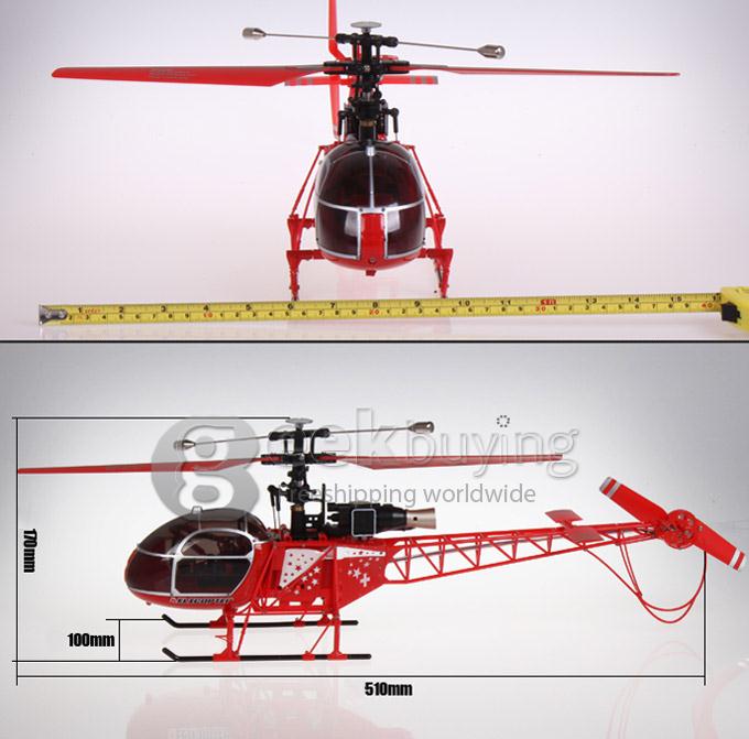WLtoys V915 2.4GHz 4CH Scale RC Lama Helicopter RTF 6-axis Gyroscope with Remote Controller - Red