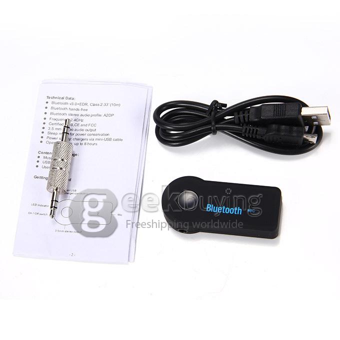 EDUP EP-B3511 Car Bluetooth V 3.0 Hands Free Transmitter Stereo Music Receiver Wireless Audio with Mic A2DP - Black