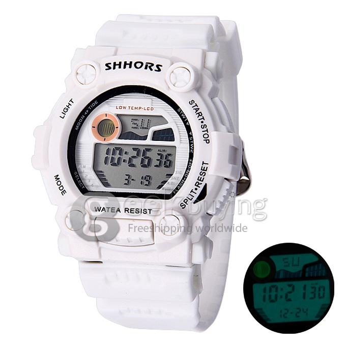 SHHORS SH-697 Unisex Fashion Sport LED Analog-Digital Quartz Wrist Watch - White