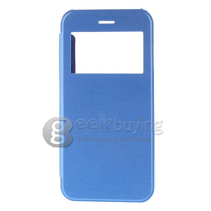 Brand View Window Front PU + Back PC Folio Leather Cover for iPhone 6 4.7 inch - Blue