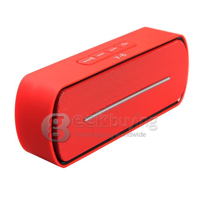 Y8 New Mini Sound Bluetooth Speaker with USB Disk TF Card Slot FM Handsfree - Red