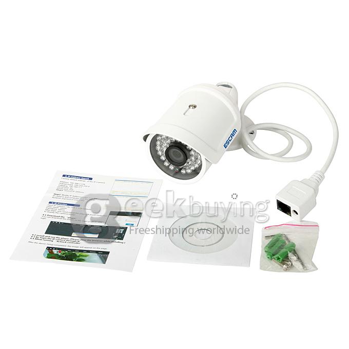 ESCAM QD320 H.264 720P Dual Stream 3.6MM Day / Night Waterproof IP Camera Support Motion Detection