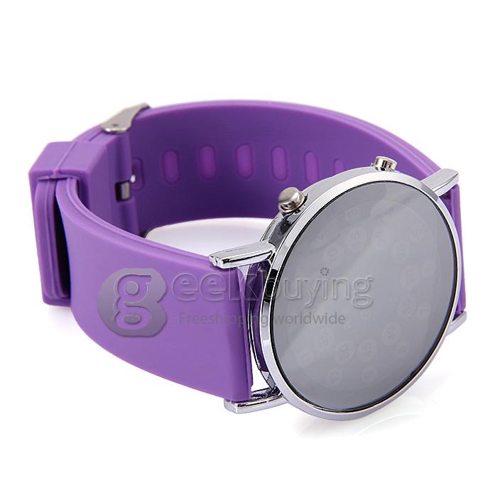 Fashion Unisex Colorful Silicone Strap LED Digital Wrist Watch - Purple