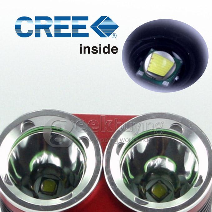Dark Knight K2D Cree 2 x T6 2400LM Bicycle Lighting Outdoor LED Flashlight - Black
