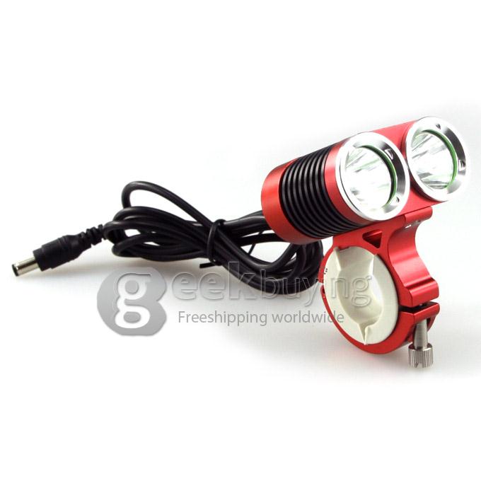 Dark Knight K2C Cree T6 x 2 2400LM Bicycle Lighting Outdoor LED Flashlight with Battery Pack - Red