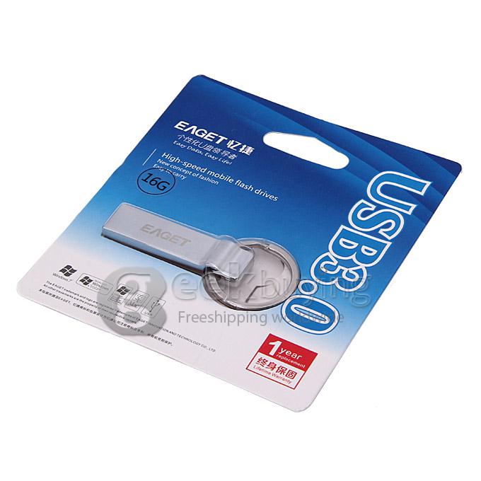 Eaget U90 USB 3.0 16GB Super Speed USB Flash Drive U Disk USB Memory Stick USB Pen Drive with Keychain - Silver
