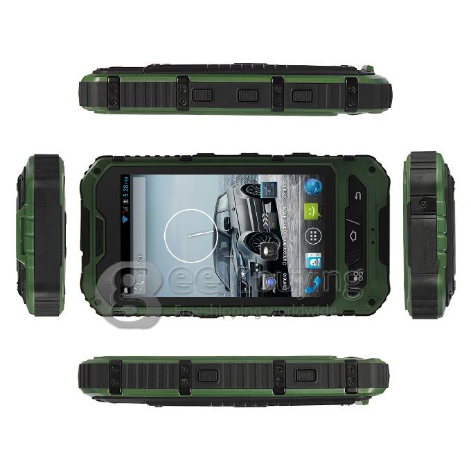 A8 MTK6572W Dual Core 1.2Gzh Smartphone 4.0 Inch Andriod 4.2.2 OS Waterproof Phone 5.0MP IP68 3G/GPS - Green