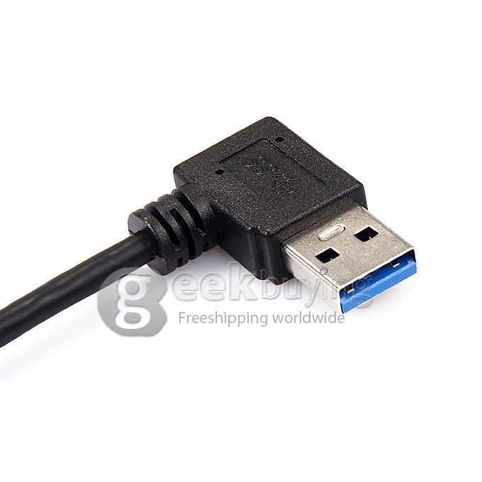 90 Degrees USB 3.0 Male to Micro B USB 3.0 Cable OD=4MM L=6CM - Black