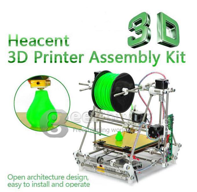 US Plug Open Heacent 3DP04 RepRap Prusa Mendel DIY 3D Printer DIY Full Assembly Kit /0.4mm Nozzle /1.75mm Filament