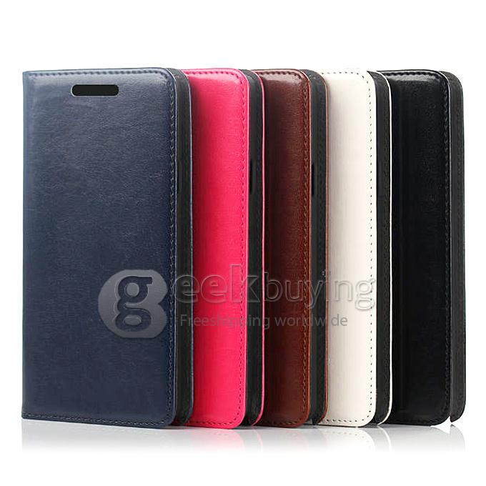 Luxury Wax Line Design PU Leather Stand Card Case for Samsung Galaxy Note 4 - Brown