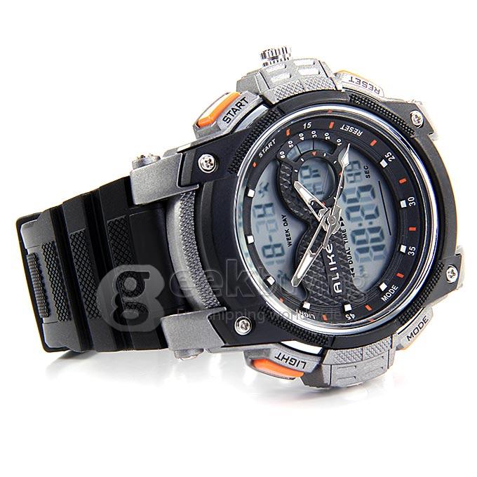 ALIKE AK1396 Unisex LED Digital Quartz Plastic Strap 50 Meters Waterproof Sport Utility Wrist Watch - Orange