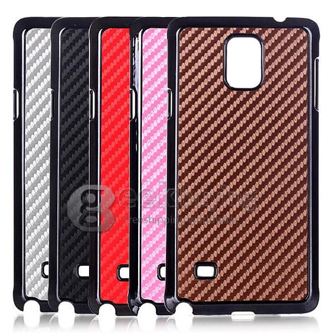 Brand New Carbon Fibre Unique Design Hard Cover Case for Samsung Galaxy Note 4 - Pink