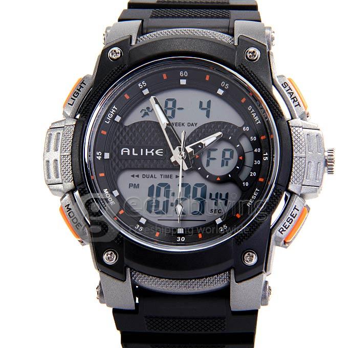 ALIKE AK1396 Unisex LED Digital Quartz Plastic Strap 50 Meters Waterproof Sport Utility Wrist Watch - Orange