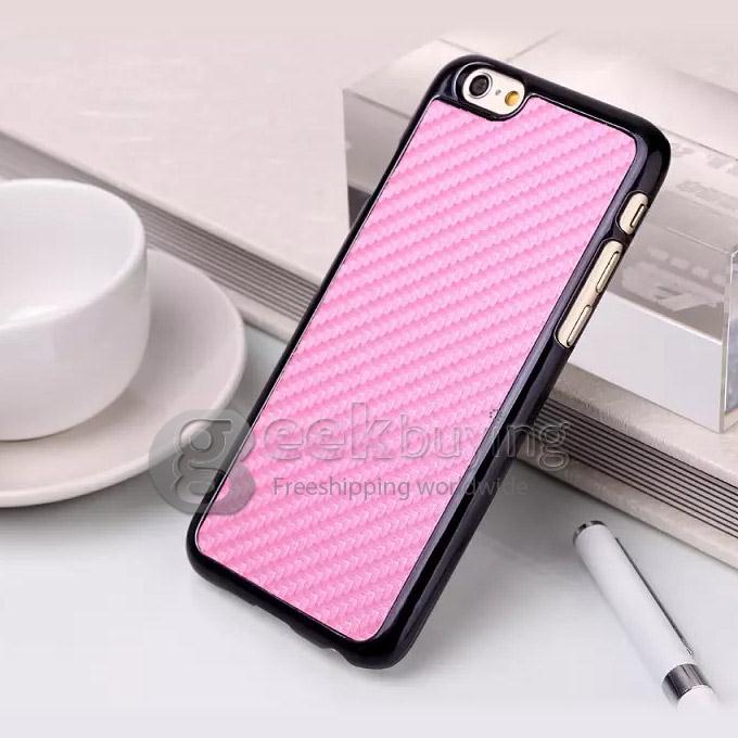 Brand New Carbon Fibre Unique Design Hard Cover Case for iPhone 6 - Pink