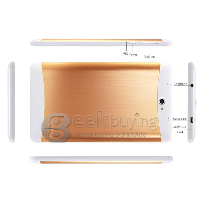 PX702 MTK8312 7 Inch 3G Phone Call Tablet PC Android 4.4 OS 4GB ROM GPS Bluetooth Phablet - Golden+White