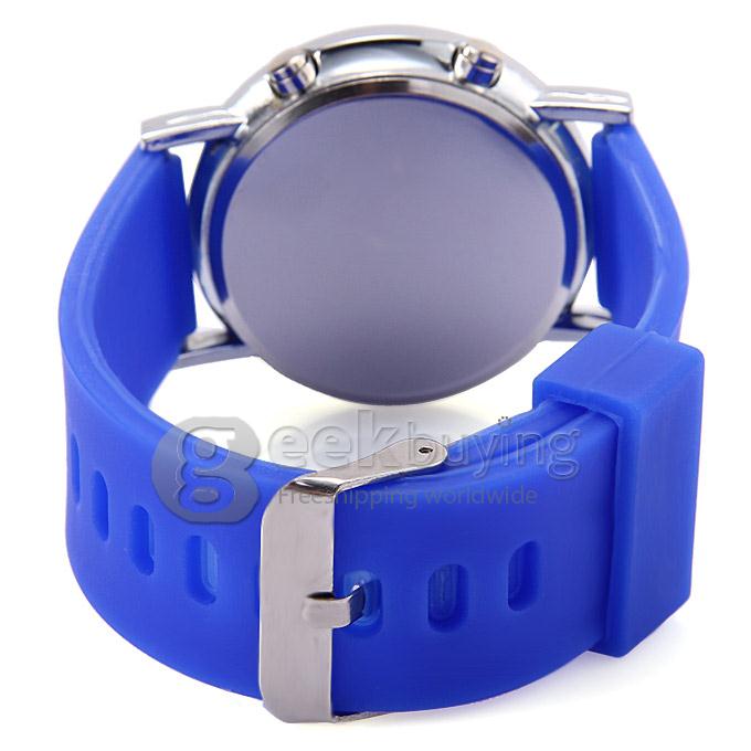 Fashion Unisex Colorful Silicone Strap LED Digital Wrist Watch - Blue
