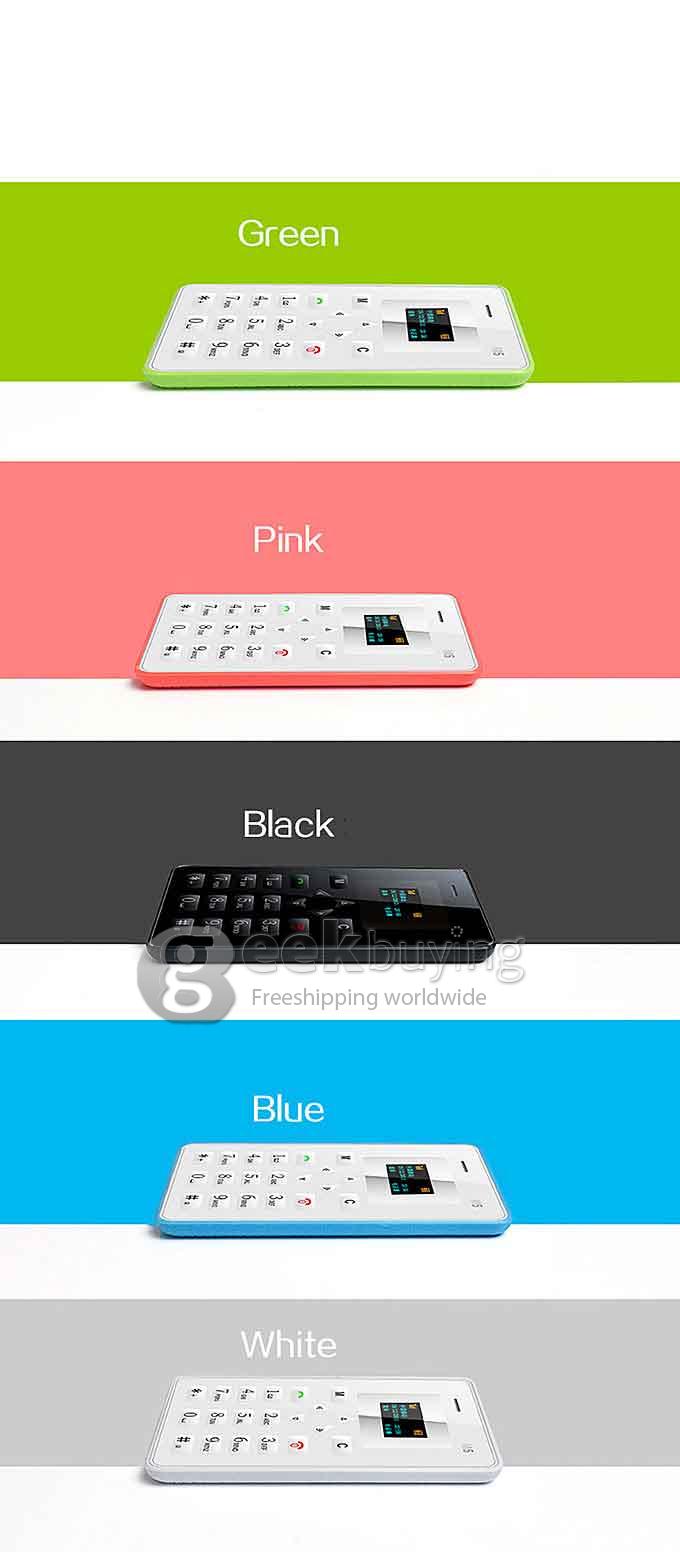 AEKU M5 4.5mm Ultra Thin Slim 1.0 inch MTK Single Core Mini Pocket Card Cell Phones Bluetooth Built-in Battery - White