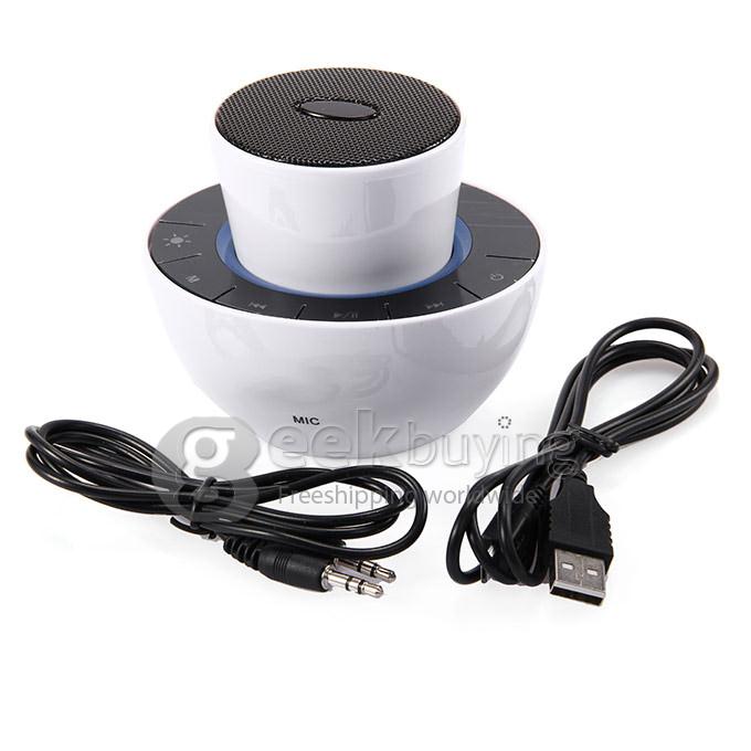 SL-1301 Portable Wireless Bluetooth Speaker Subwoofer Hands-free TF Card AUX FM Radio Mic for iOS Android iPhone6 Plug - White