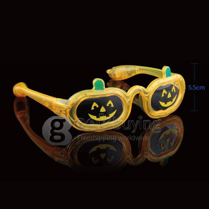 Halloween Hallowmas Party Costume Ball Pumpkin Stytle 3 Mode LED Light Sunglasses Decorative Item